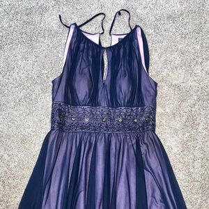 Dark Navy & Purple Jeweled Detail Formal Dress